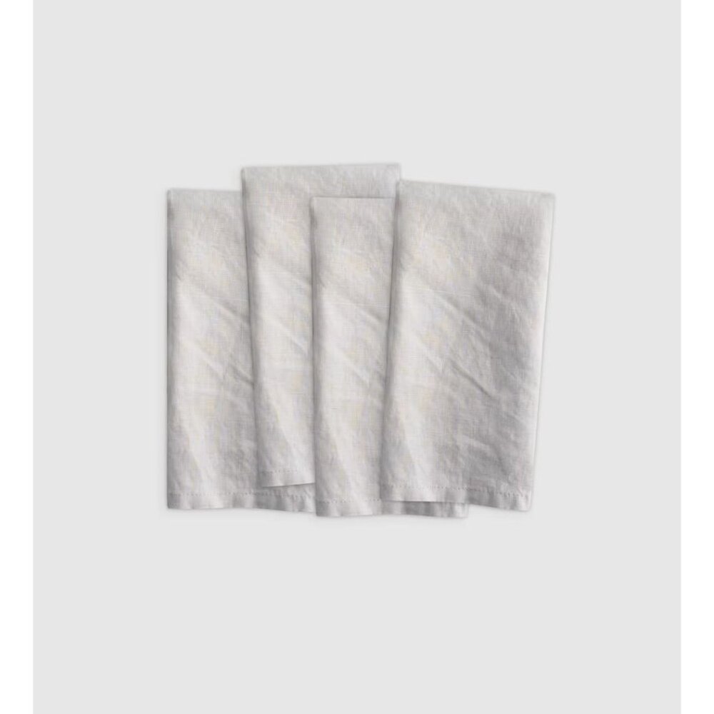 Set Of 4 Quince European Flax Linen Napkins Light Grey Soft Durable